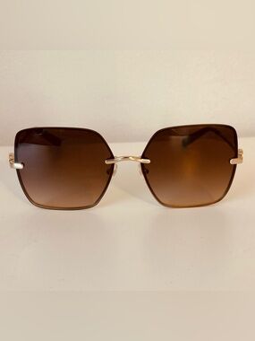 NEW Tory Burch TY6080 Sunglasses #334913 Shiny Light Gold/Brown Gradient